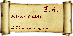 Beifeld Anikó névjegykártya